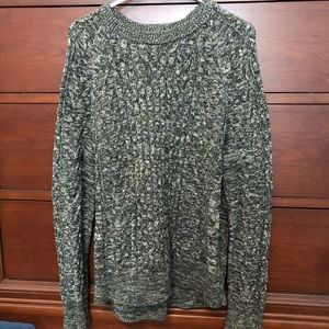 GAP Olive and Cream Textured Crew Neck Sweater